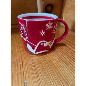 2007 Holiday 8 oz Starbucks Red & White Snowflake Mug Tea Coffee Cup Christmas